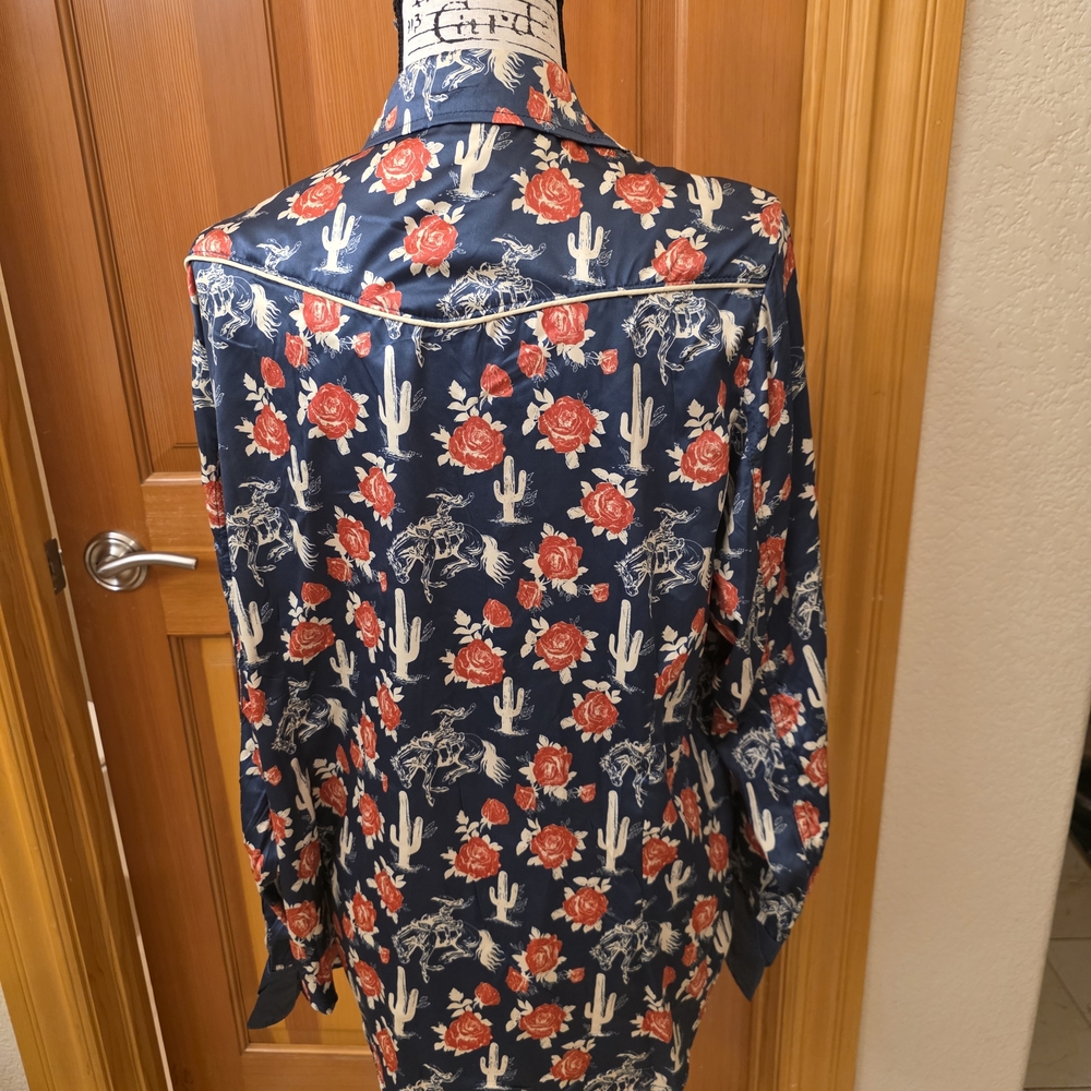 NWT Rodeo Quincy Ride Sally Ride Pearl Snap Button Up XL - Picture 2 of 5